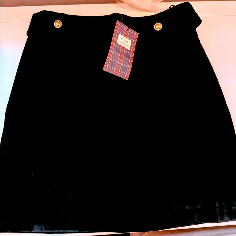 NWT - Sezane Miriam Skirt - Sézane X Moló Black Velvet - Size 4
